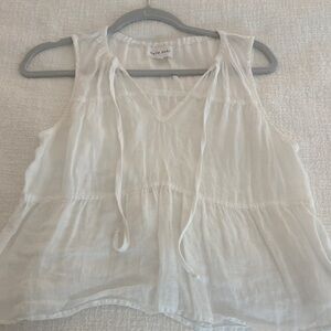 Bella Dahl White Tie-Neck Sleeveless V-Neck Camisole